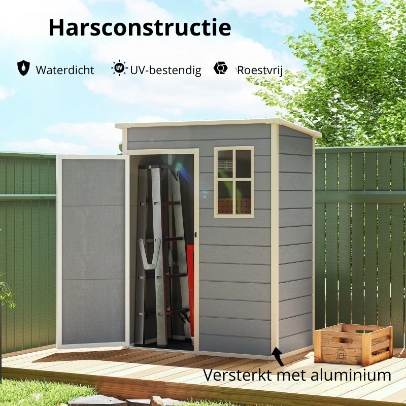 Nancy's Montazzoli Opbergschuur - Tuinhuisje - Schuur - Gereedschapsschuur - Grijs - ± 150 x 90 x 193/184 cm
