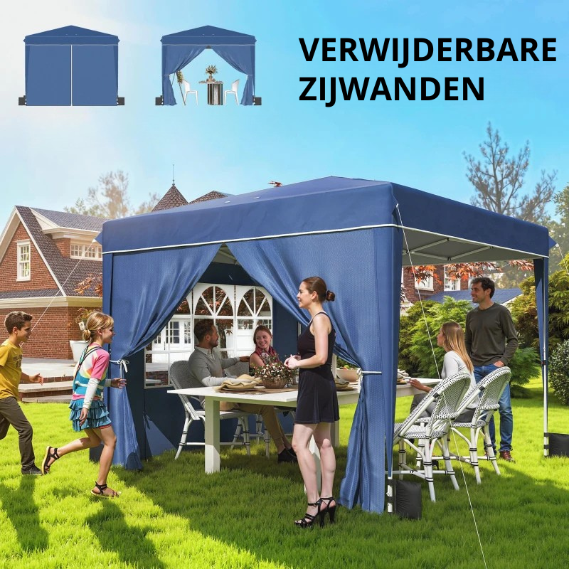 Nancy's Policoro Paviljoen - Party tent - Pop-up ontwerp - Blauw / Wit - 300 x 300 x 275 cm
