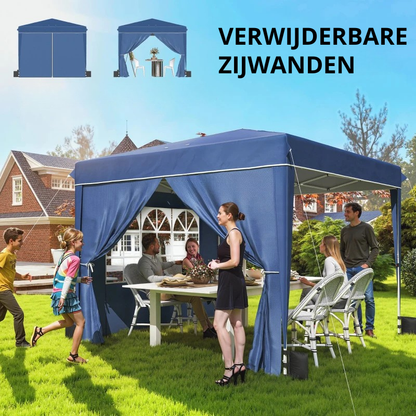 Nancy's Policoro Paviljoen - Party tent - Pop-up ontwerp - Blauw / Wit - 300 x 300 x 275 cm