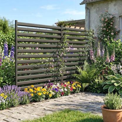 Nancy's Schignano Tuinscherm - Tuinomheining - Zichtschermhek - Pricacyhek - Zwart - Staal - 95 x 100 x 150 cm