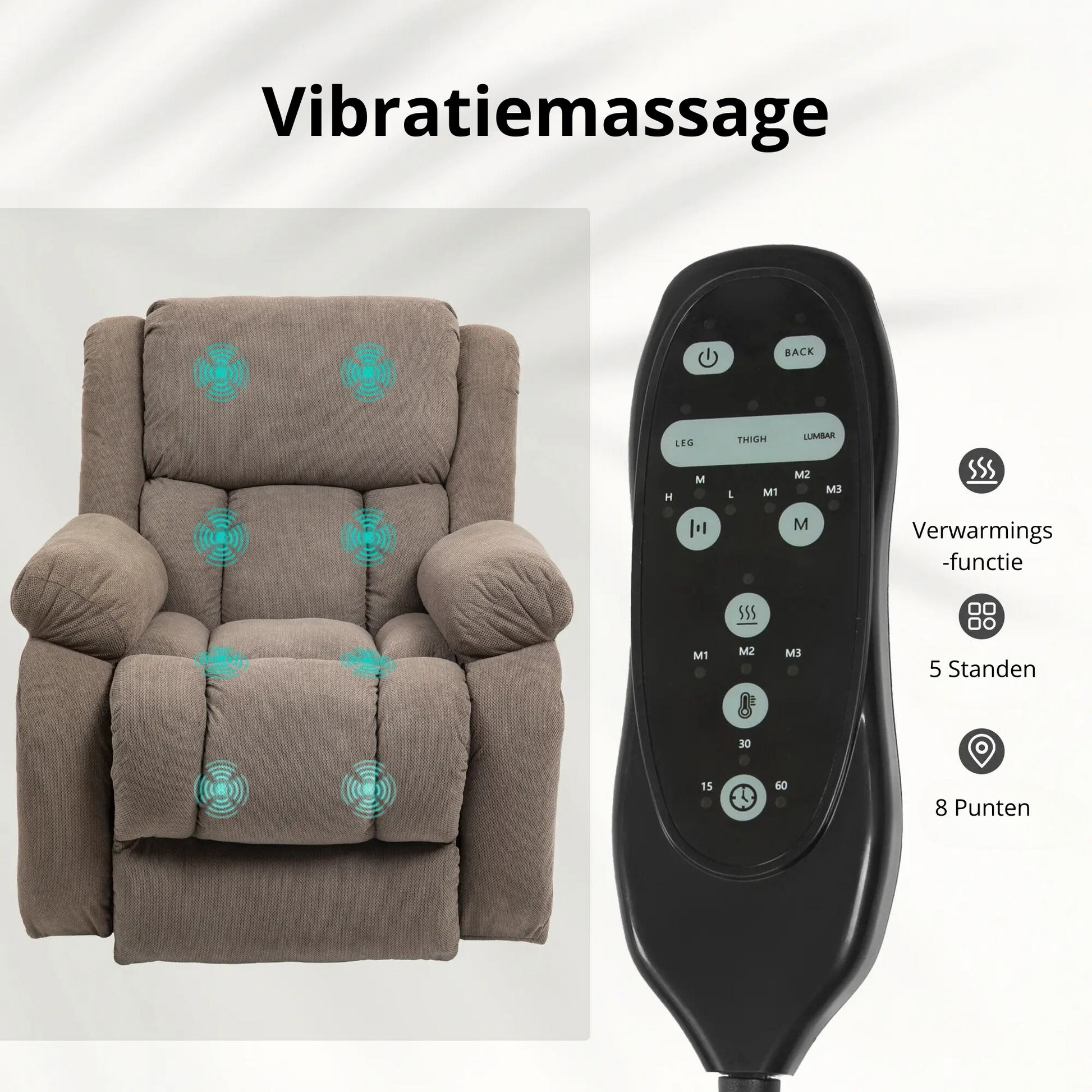 Nancy's Almofala Sta op stoel - Opsta stoel - Massagestoel - Relaxstoel - Lichtbruin - Fluweel
