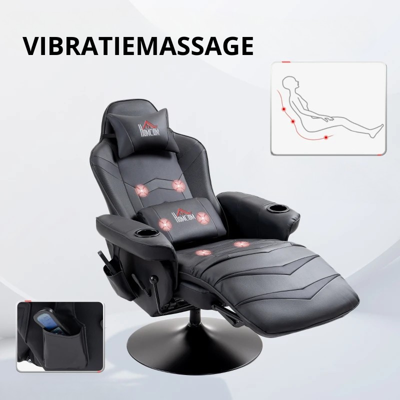 Nancy's Ortueri Gamestoel - Gaming Stoel - Met massagefunctie - Bureaustoel - Zwart