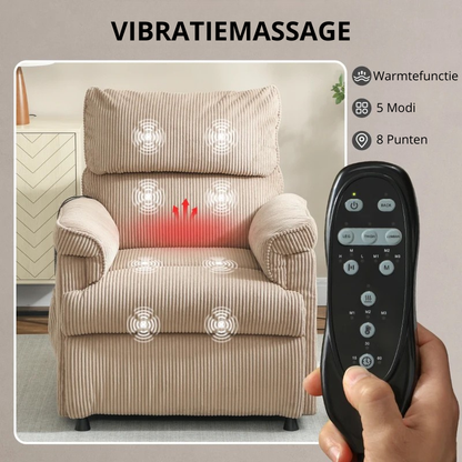 Nancy's Ozieri Massagestoel - Relaxfauteuil - Vibratiemassage en warmtefunctie - Bruin - Corduroy