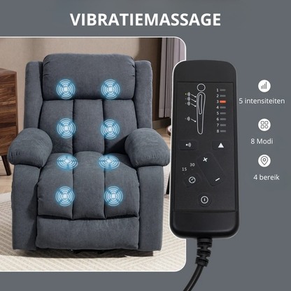 Nancy's Pacengo Sta op Stoel - Opsta stoel - Seniorenstoel - Massagefunctie - Grijs - Linnen