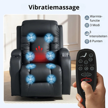 Nancy's Pollone Massagestoel - Relaxfauteuil met massagefunctie - Warmte massage - Schommelfunctie - Zwart - Kunstleer
