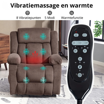 Nancy's Notaresco Massagestoel - Relaxfauteuil - Vibrerende massage - Bruin - Fluweel