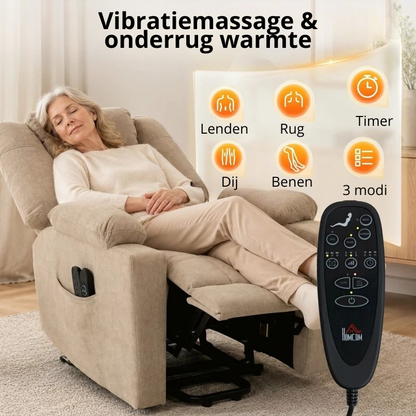 Nancy's Valstrona Sta op Stoelen - Seniorenstoel - Opsta stoel - Trilmassage & Warmte - Crèmewit