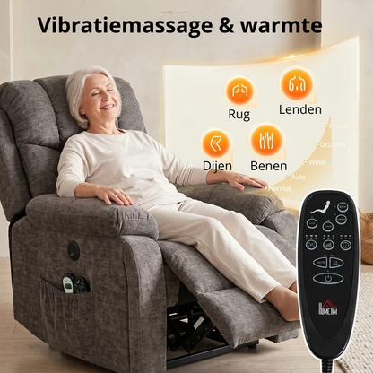 Nancy's Valsolda Sta op stoel - Seniorenstoel - Opsta stoel - Trilmassage & Warmte - Grijs - Chenille