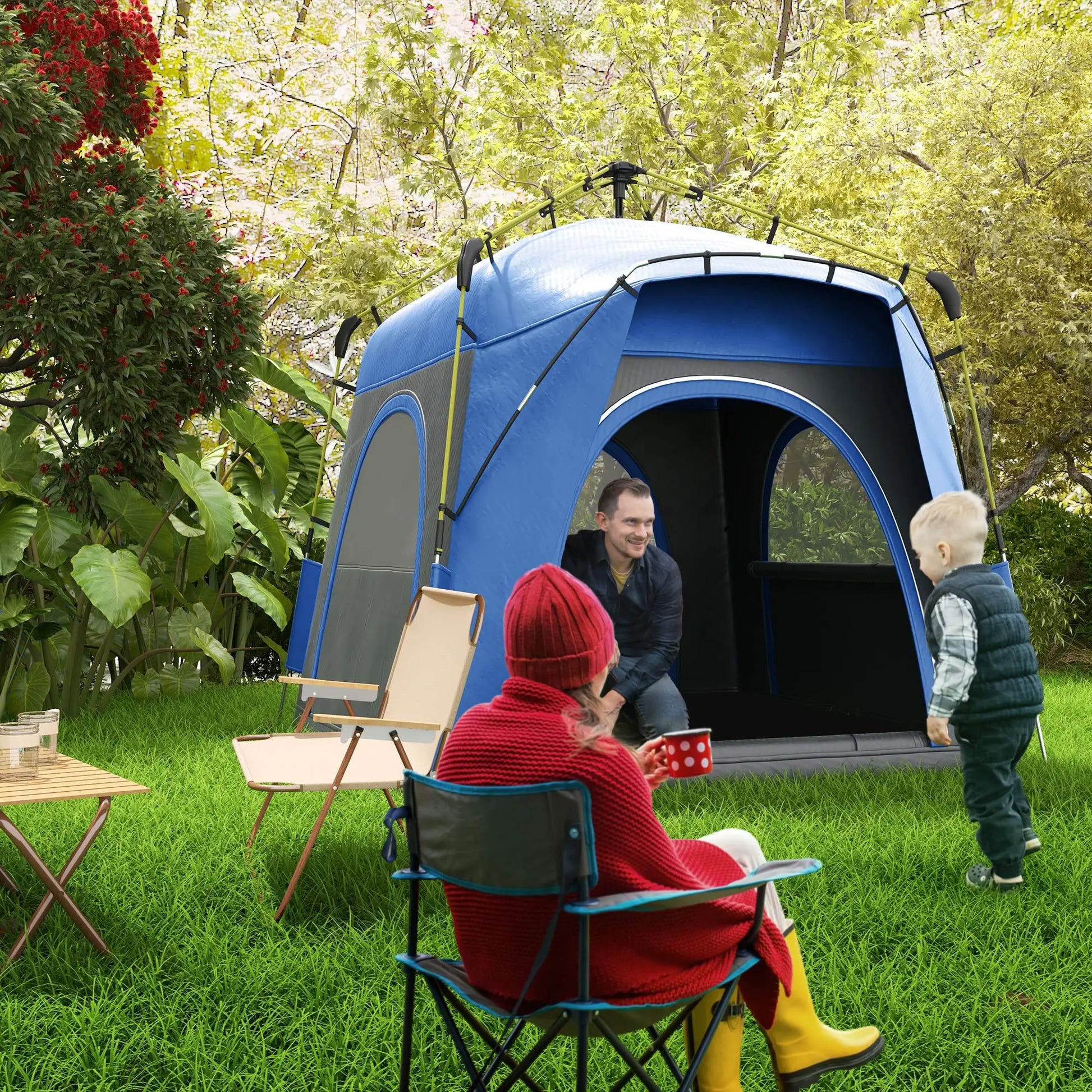 Nancy's Ghedi Kampeertent - Campingtent - Koepeltent - Blauw - 240 x 240 x 200 cm