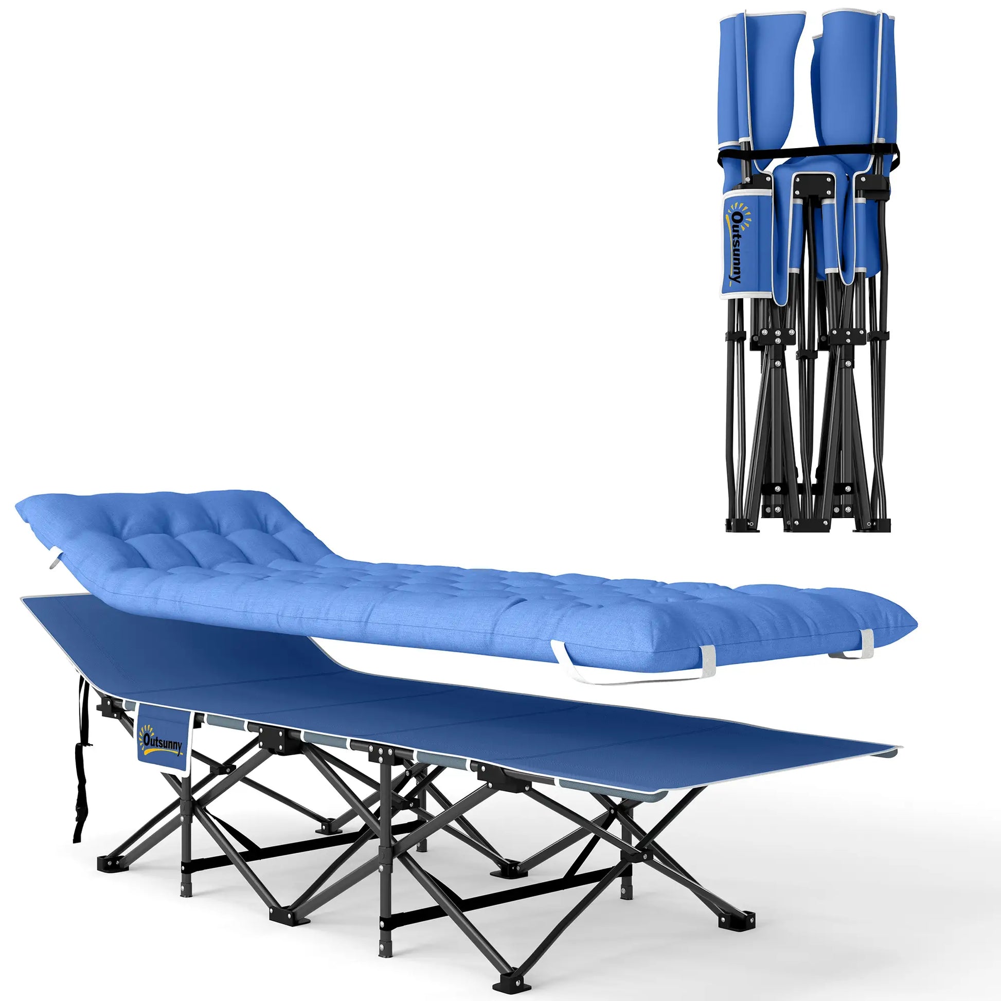 Nancy's Gattinara Stretcher - Campingbed - Veldbed - Blauw - ± 190 x 65 x 35 cm