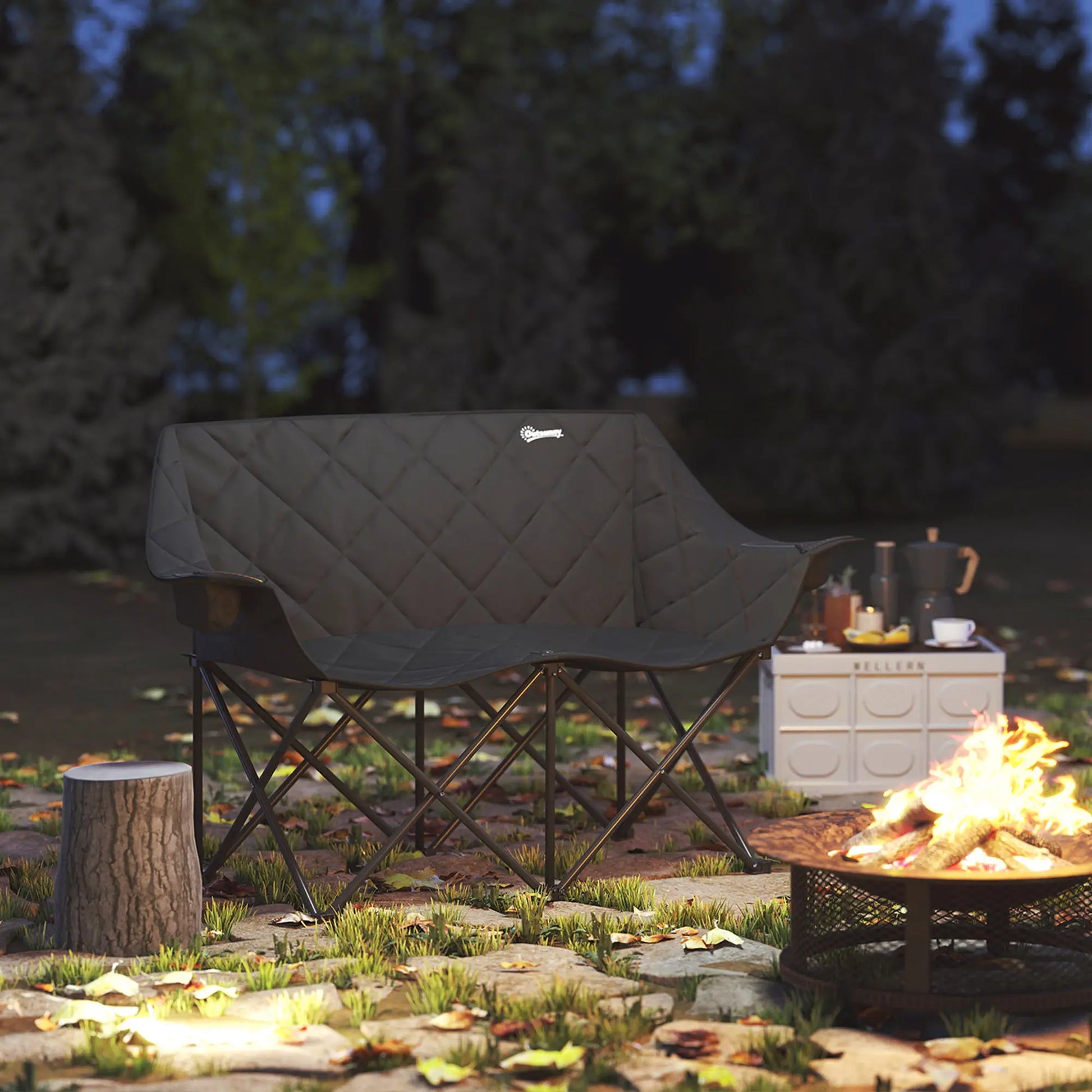 Nancy's Dro Dubbele Campingstoel - Vouwstoel - Visstoel - Zwart