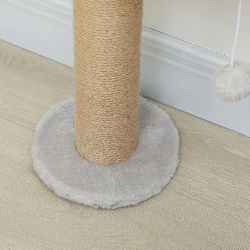 Nancy's Nicosia Krabpaal - Kattenboom - Lichtgrijs / Naturel - Pluche / Jute - ± 50 x 20 x 180 cm