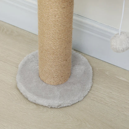 Nancy's Nicosia Krabpaal - Kattenboom - Lichtgrijs / Naturel - Pluche / Jute - ± 50 x 20 x 180 cm