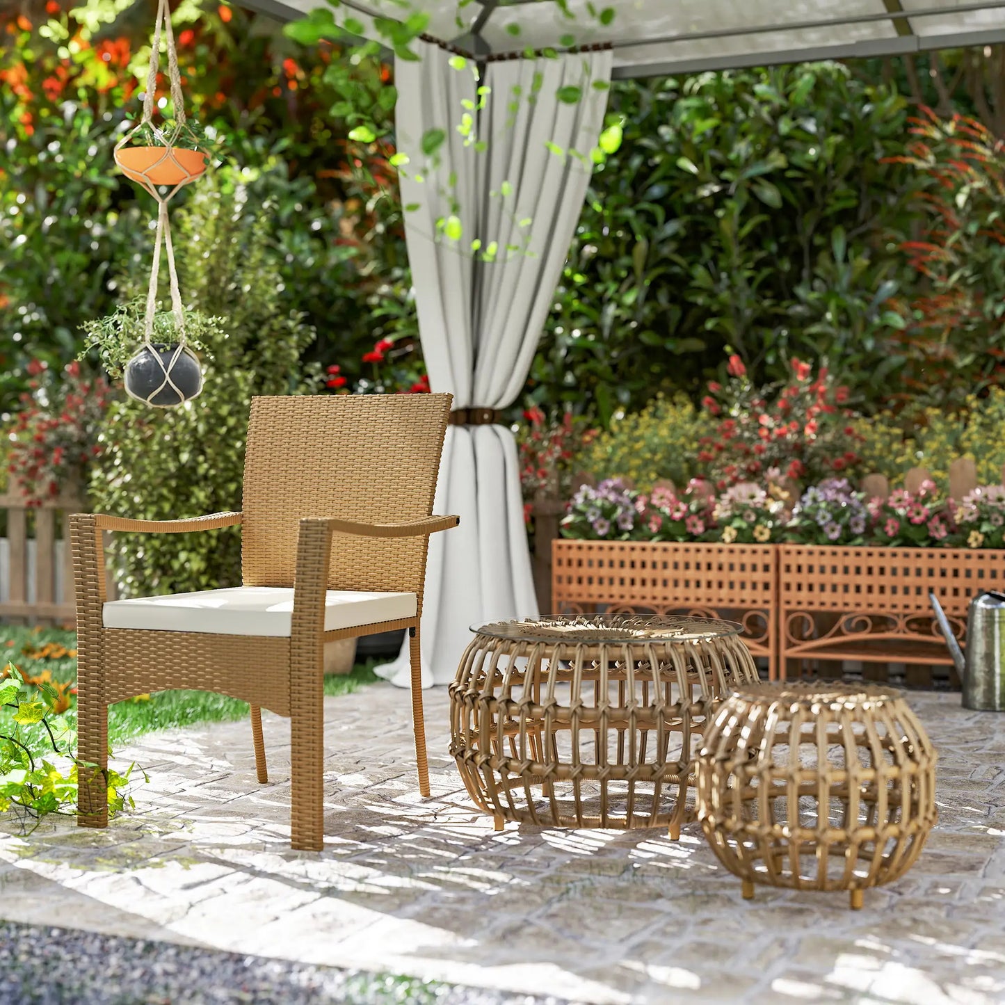 Nancy's Gardolo Balkontafels - Bijzettafels voor Buiten - Tuintafels - Set van 2 - Bruin - Rotan