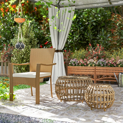 Nancy's Gardolo Balkontafels - Bijzettafels voor Buiten - Tuintafels - Set van 2 - Bruin - Rotan