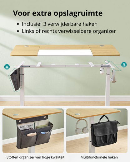 Nancy's Assago Verstelbaar Bureau - Zit/Sta Bureau - Elektrisch Bureau - Bruin / Wit - 70 x 160 x 72-120 cm