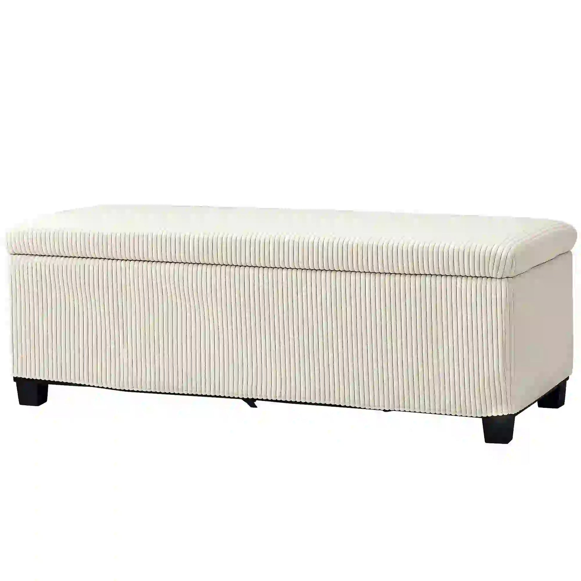 Nancy's Ferrazzano Opbergbank - Poef met opbergruimte - Beige - Ribfluweel - ± 110 x 40 x 40 cm