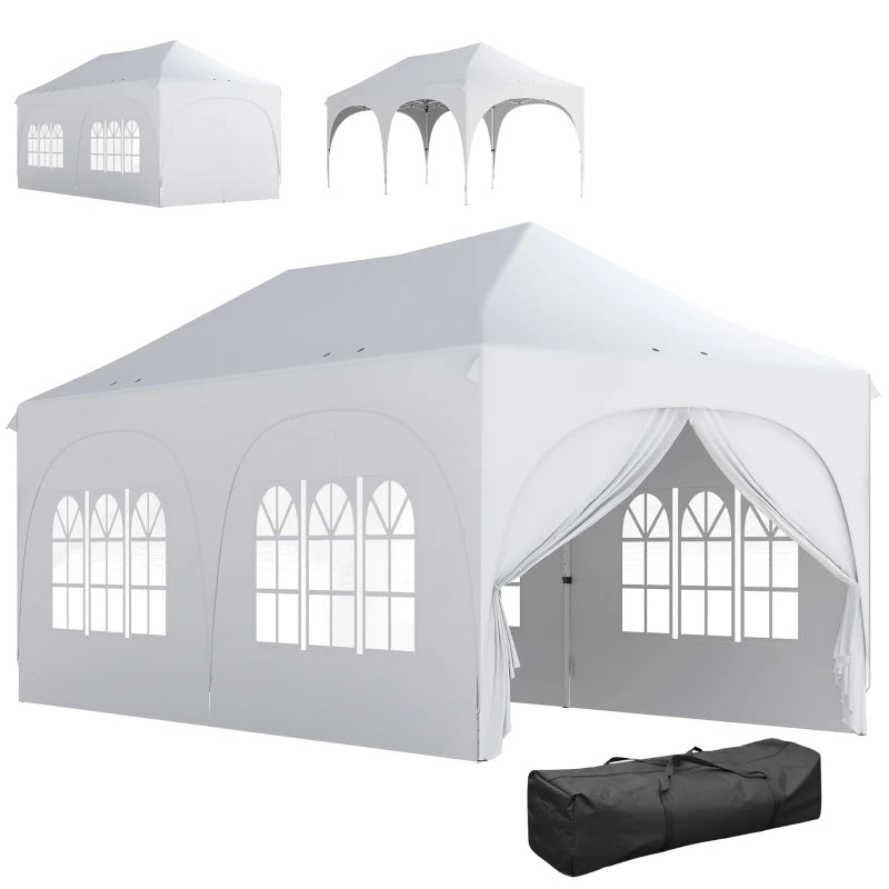 Nancy's Polinago Party tent - Paviljoen - Opvouwbaar - Lichtgrijs / Wit - ± 600 x 30B x 315 cm