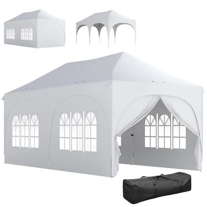 Nancy's Polinago Party tent - Paviljoen - Opvouwbaar - Lichtgrijs / Wit - ± 600 x 30B x 315 cm