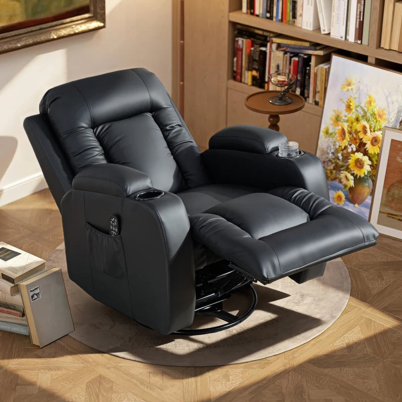 Nancy's Pollone Massagestoel - Relaxfauteuil met massagefunctie - Warmte massage - Schommelfunctie - Zwart - Kunstleer