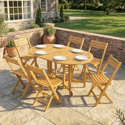 Nancy's Sarnonico Tuinset - Tuinmeubelset - Weerbestendig - Uitschuifbare tafel - Acaciahout
