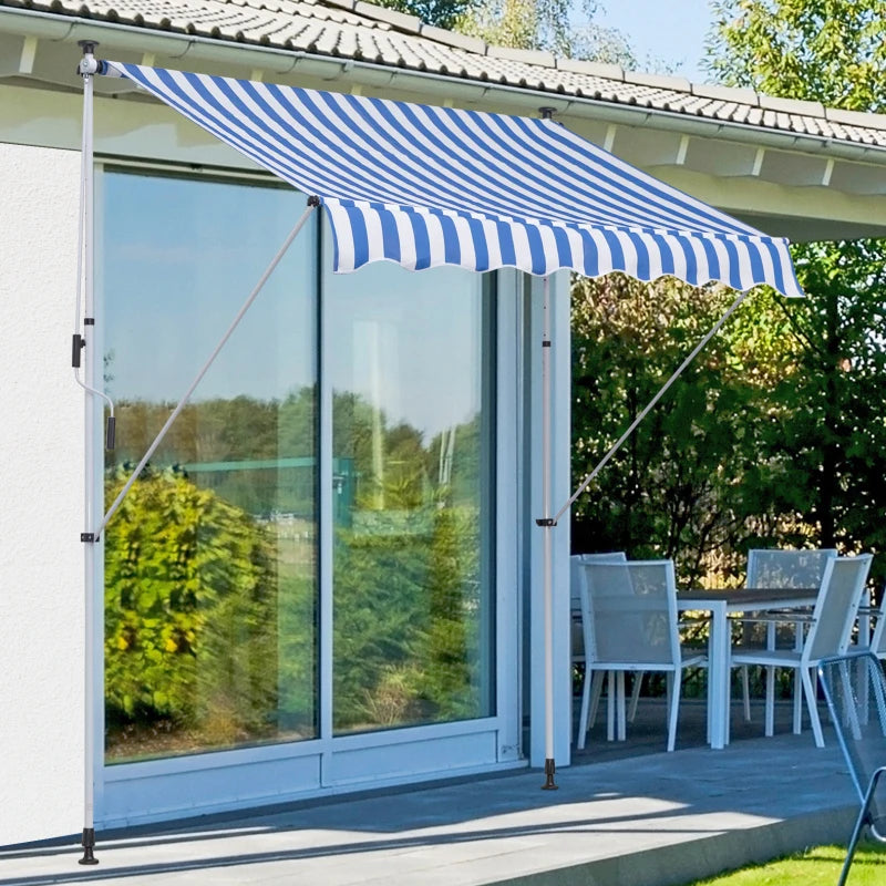 Nancy's Lansdowne Luifel - Zonnescherm - Zonwering - Blauw/Wit - 200 cm breed