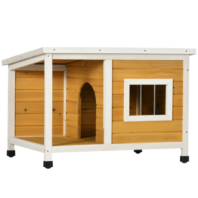 Nancy's Sorbolo Hondenhok - Hondenverblijf voor buiten - Veranda - Dennenhout - ± 85 x 60 x 60 cm