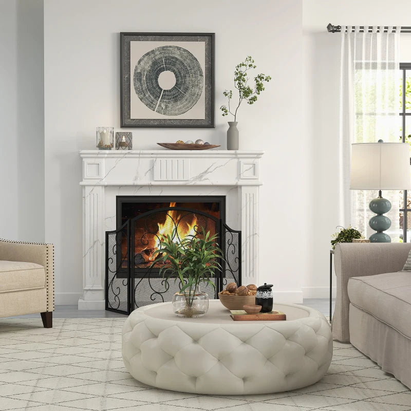 Nancy's Ceira Haardscherm - Openhaardrek - Vonkenscherm - Zwart - Staal - ± 65 x 30 x 80 cm 