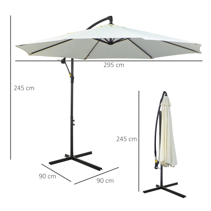 Nancy's Spring Zweefparasol - Zonwering - Parasol - Handslinger  Crème - Ø 300 cm