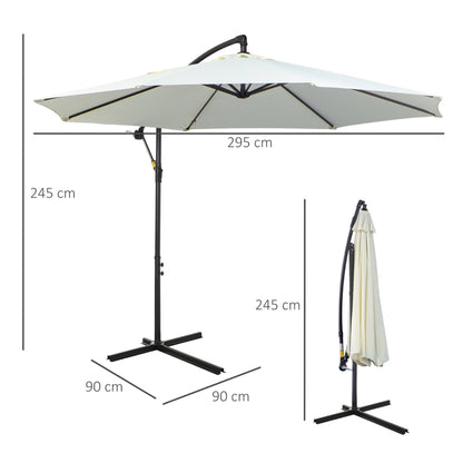 Nancy's Spring Zweefparasol - Zonwering - Parasol - Handslinger  Crème - Ø 300 cm