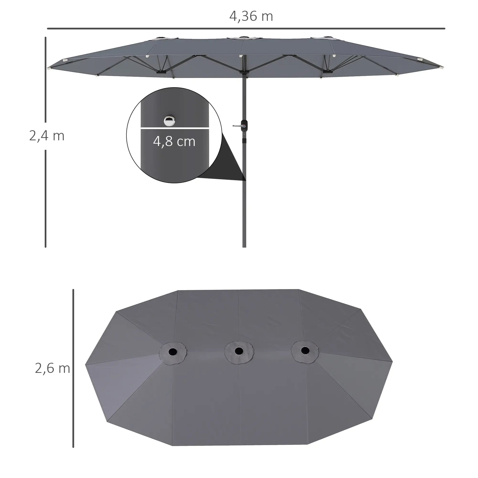 Nancy's Ciconicco Parasol - Tuinparasol - UV-bescherming - Grijs - ± 435 x 260 cm