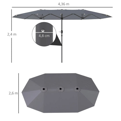 Nancy's Ciconicco Parasol - Tuinparasol - UV-bescherming - Grijs - ± 435 x 260 cm