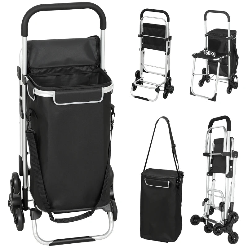 Nancy's Nesso Boodschappentrolley - Boodschappenkar - Boodschappenwagen - Zwart / Zilver - 40 Liter