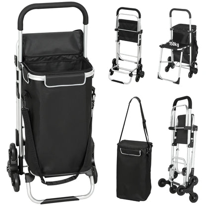 Nancy's Nesso Boodschappentrolley - Boodschappenkar - Boodschappenwagen - Zwart / Zilver - 40 Liter