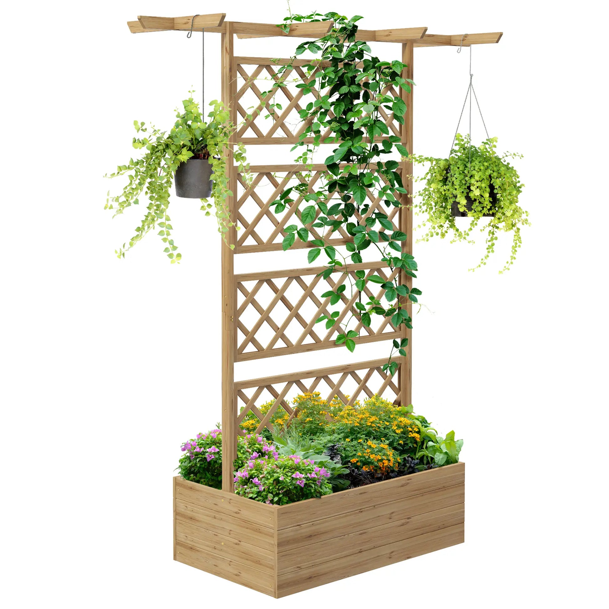 Nancy's Covas Plantenbak - Plantenrek - Bloembed - Rek voor Klimplanten - Dennenhout - ± 160 x 55 x 185 cm