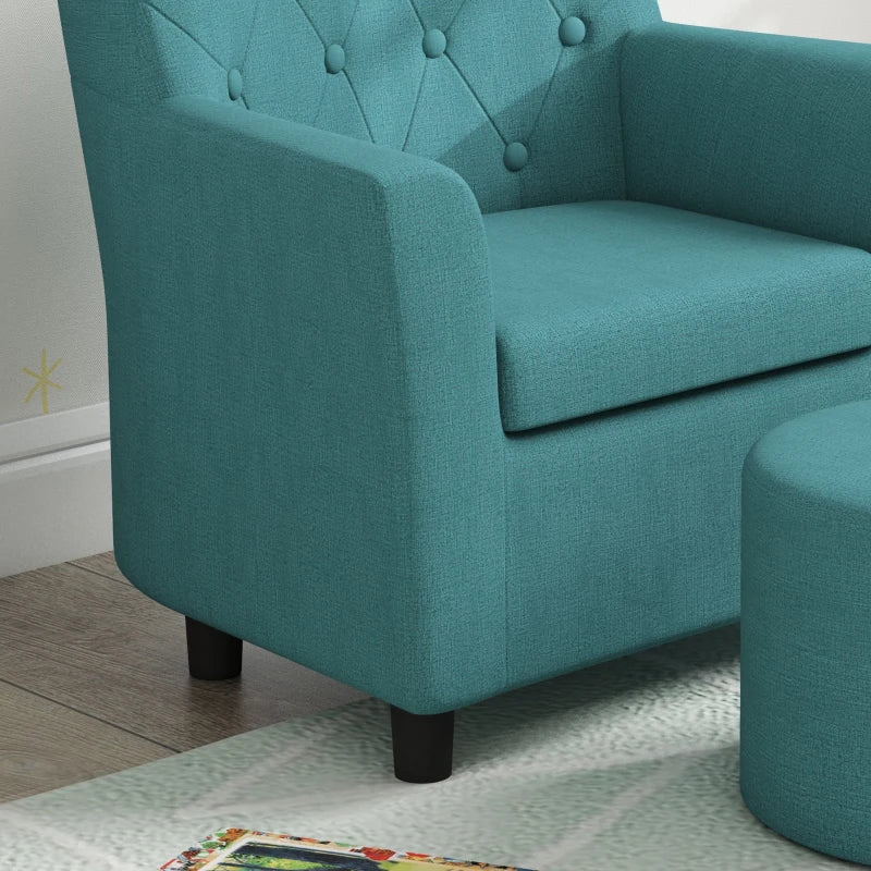 Nancy's Ivy Kinderstoel - Kinderfauteuil - Kinderbankje met Hocker - Blauw