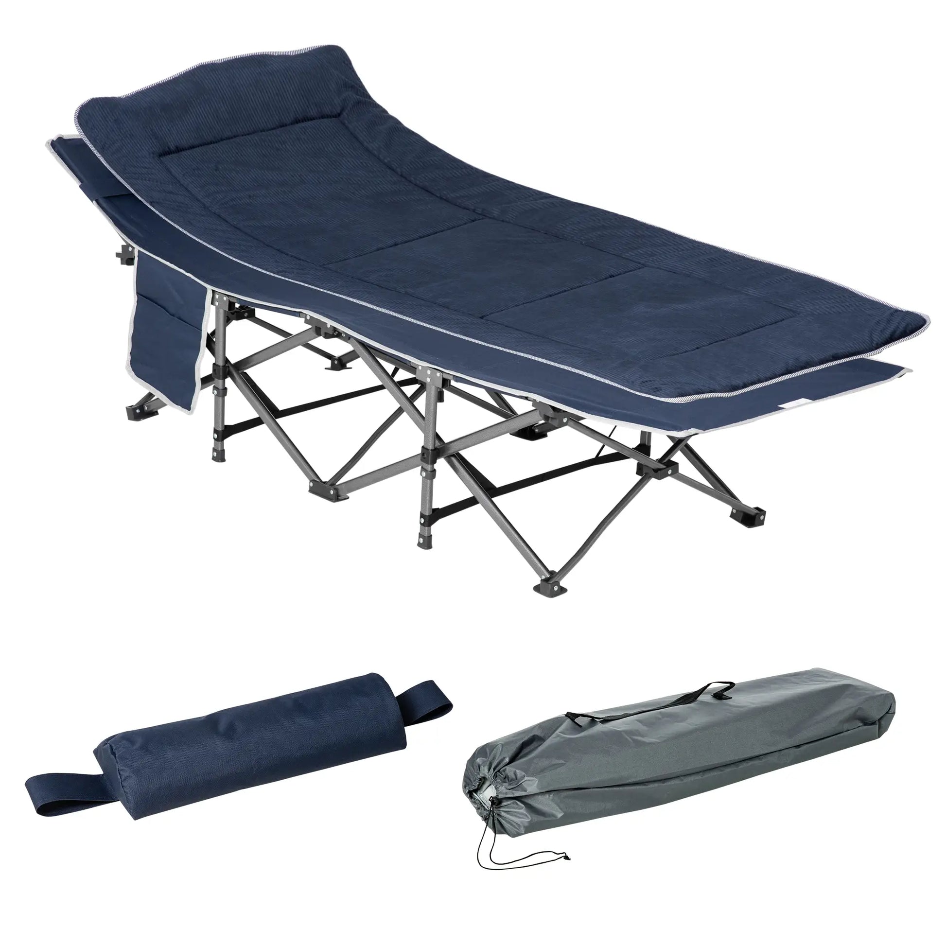 Nancy's Candela Campingbed - Stretcher - Veldbed - Vouwbed - Blauw - ± 190 x 65 x 55 cm