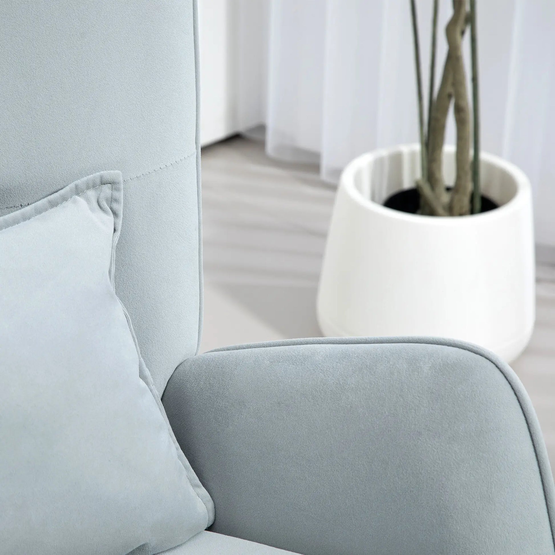 Nancy's Marmeleiro Schommelstoel - Relaxstoel - Loungestoel - Lichtgrijs - Fluweel