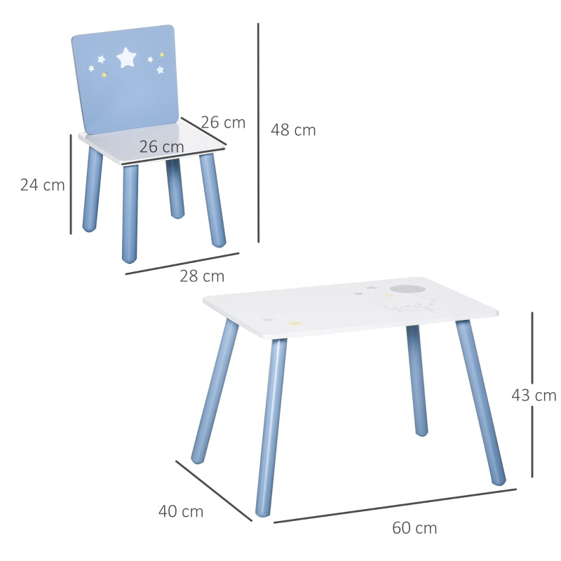 Nancy's Skeeby 3-piece children's seating group, children's furniture for toddlers, wood blue + white