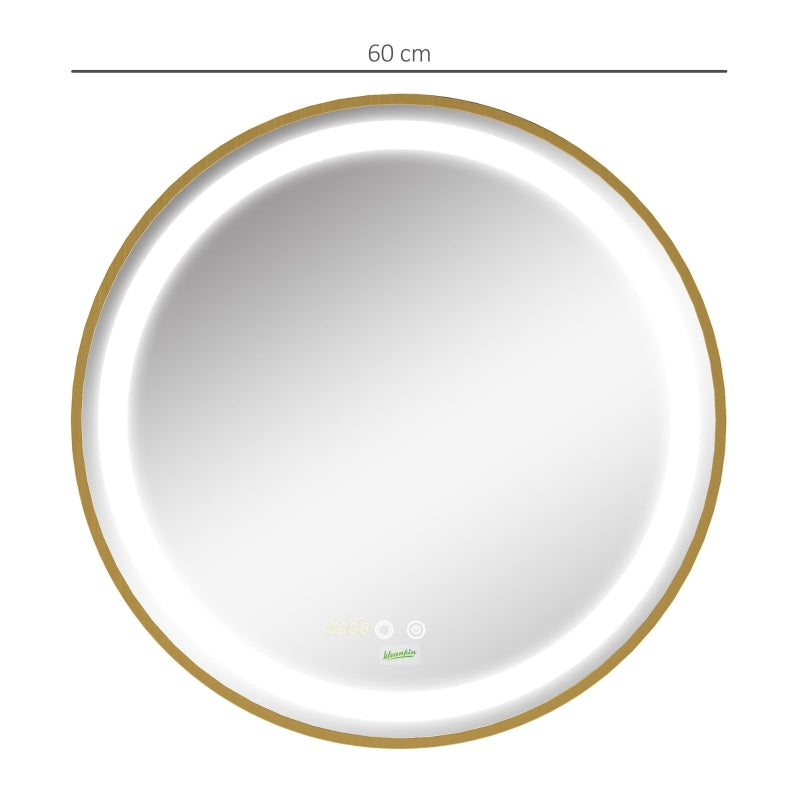 Nancy's Derby Badkamerspiegel - Ronde Spiegel - Make-up Spiegel - LED-Verlichting - Goud - Ø 60 cm