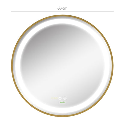 Nancy's Derby Badkamerspiegel - Ronde Spiegel - Make-up Spiegel - LED-Verlichting - Goud - Ø 60 cm