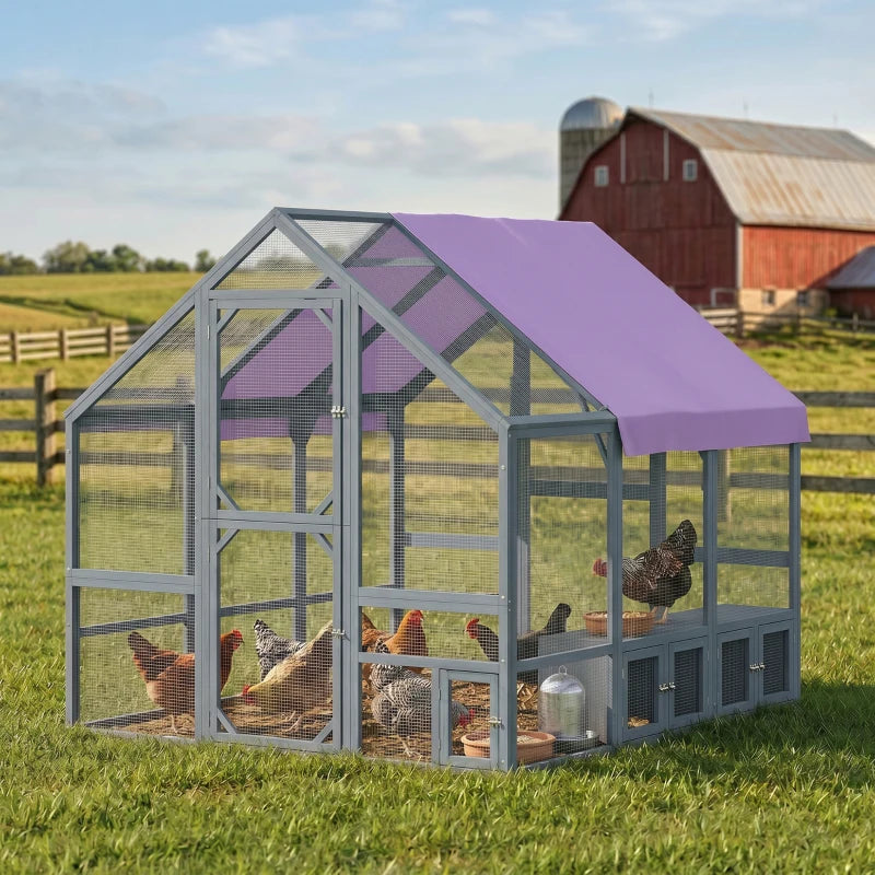 Nancy's Taleggio Kippenhok - Kippenren - Dierenverblijf - Donkergrijs / Paars - Sparrenhout - ± 210 x 185 x 185 cm