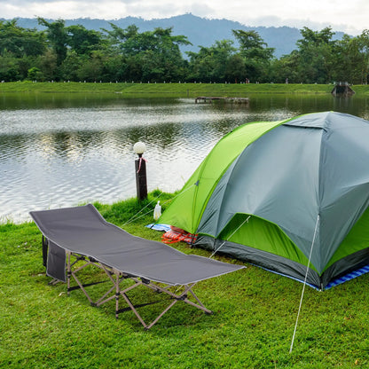 Nancy's Canazei Campingbed - Stretcher - Veldbed - Opvouwbaar - Grijs - ± 190 x 70 x 50 cm