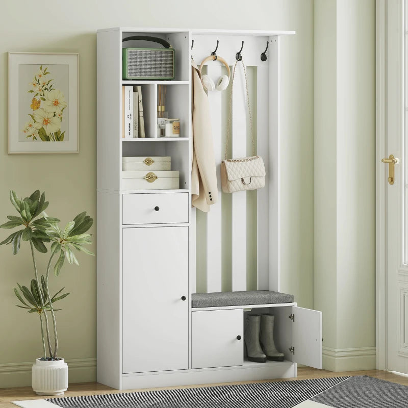 Nancy's Paularo Wandgarderobe - Kledingrek - Garderobekast - Wit / Grijs - 100 x 30 x 180 cm