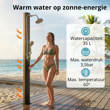 Nancy's Solighetto Zonneverwarmde Tuindouche - Buitendouche - Met Handdouche - Zwart - 215cm Hoog