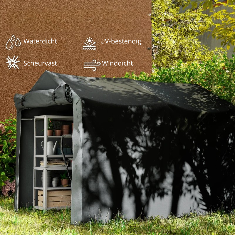 Nancy's Montagna Opbergschuur - Tuinhuisje - Schuur - Gereedschapsschuur - Zwart - Staal - ± 220 x 155 x 165 cm