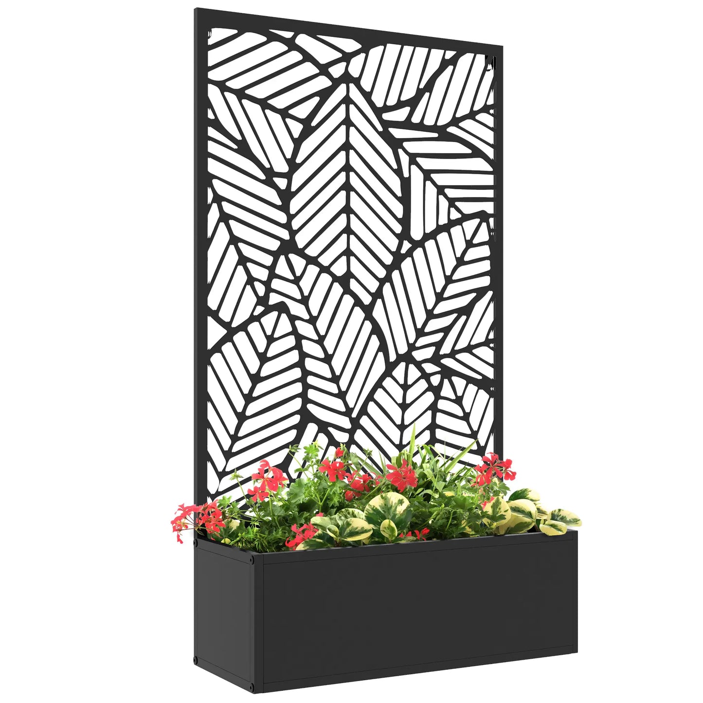Nancy's Caltagirone Plantenbak - Bloembak - Plantenrek - Tuinbed - Zwart - Staal - ± 60 x 25 x 110 cm