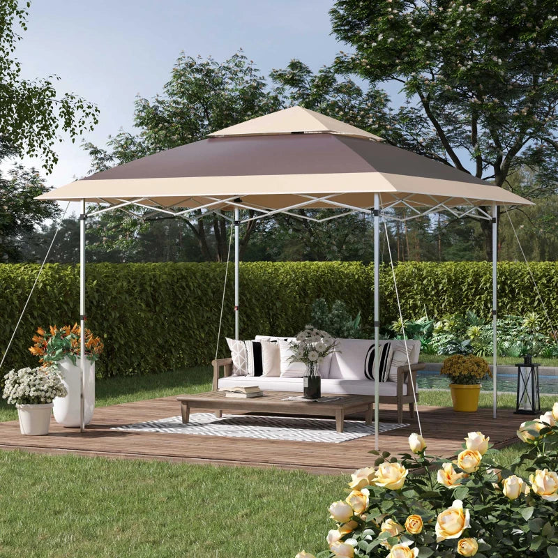 Nancy's Roge Paviljoen - Partytent - Tuin Paviljoen - Bruin / Kaki - ± 360 x 360 x 300 cm