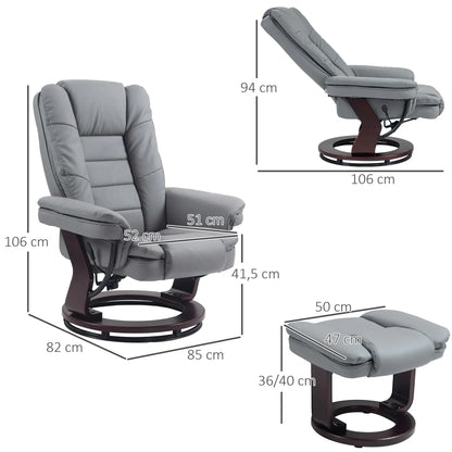 Nancy's Almagreira Relaxfauteuil - Relaxstoel - Loungestoel - Met Hocker - Grijs - Kunstleer