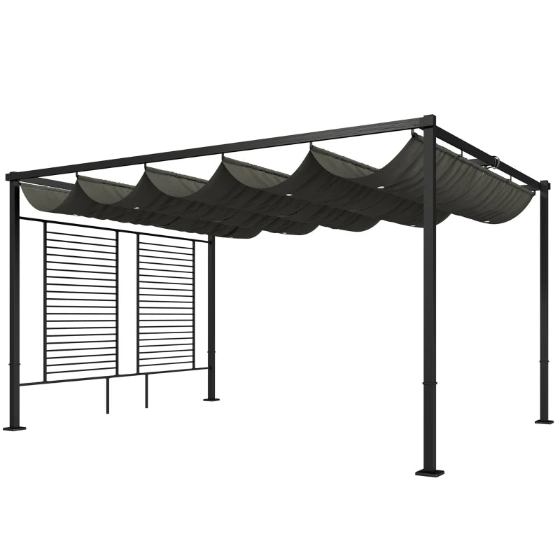 Nancy's Primiero Pergola - Terrasoverkapping - Intrekbaar dak - Grijs - Staal - ± 385 x 300 x 220 cm